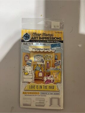 Art Impressions Clear Stamp Set "Love Is In The Hair" - Yellow Accents